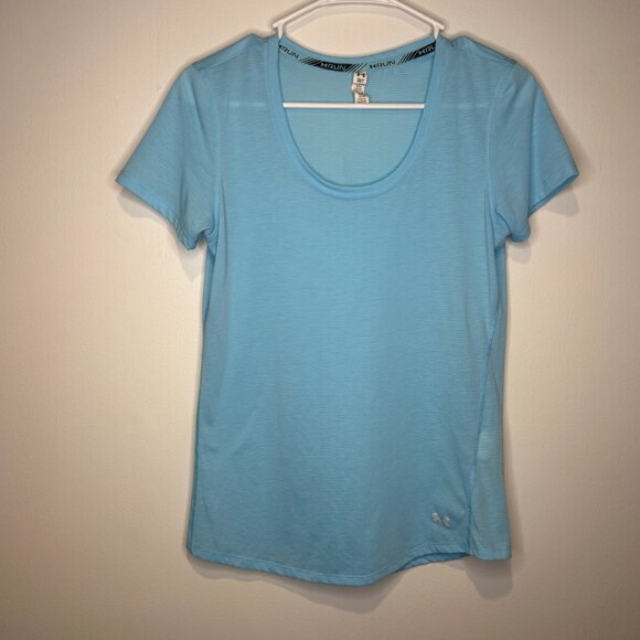 Under Armour Heat Gear Women's Short Sleeve Shirt Light Blue Size Small - Picture 2 of 5
